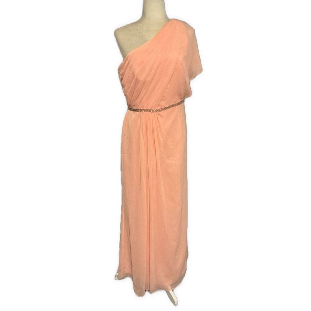 Wonder By Jenny Packham Chiffon Pink Toga Formal Maxi Dress 10 Medium